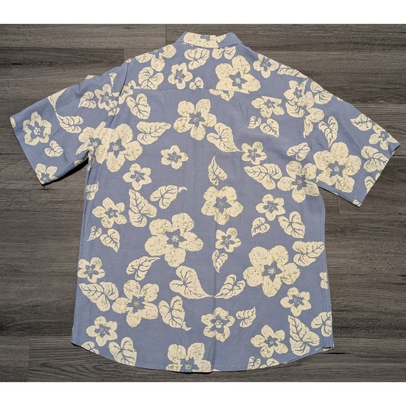Tori Richard Honolulu Men's Blue White Floral Silk Linen Hawaiian Shirt Size L - Picture 6 of 6